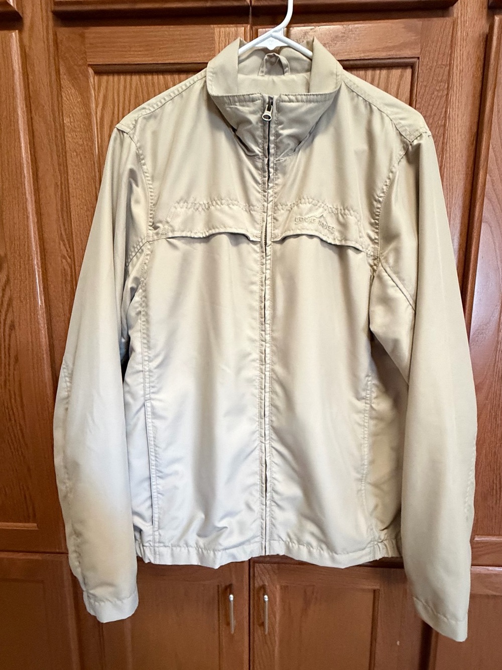 Eddie Bauer Light Beige Zip-Front Shirt Jacket